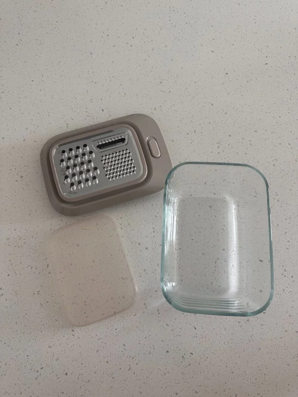 Glass Food Storage Container with Built-In Grater Lid
